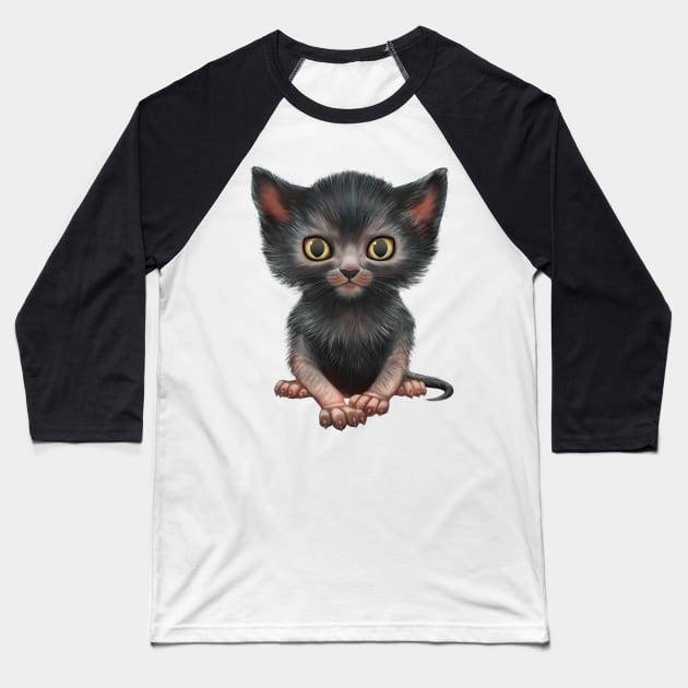 Cat-a-clysm lykoi kitten Baseball T-Shirt by ikerpazstudio